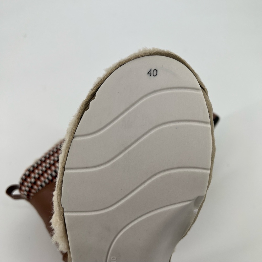 Amambaih Juana Low Woven Leather Chunky Shearling Lined Snow Boots in Cognac 9 - Picture 10 of 11